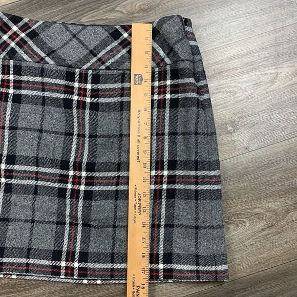 Eddie Bauer black white and red plaid dark academia wool blend skirt size P 2 - Picture 4 of 6